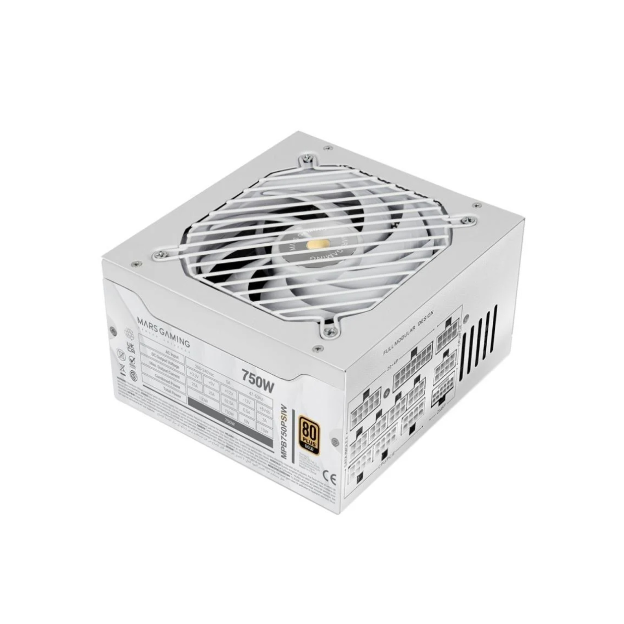 Fuente de alimentación modular Mars Gaming 750W ATX 3.1 80 PLUS Gold blanca